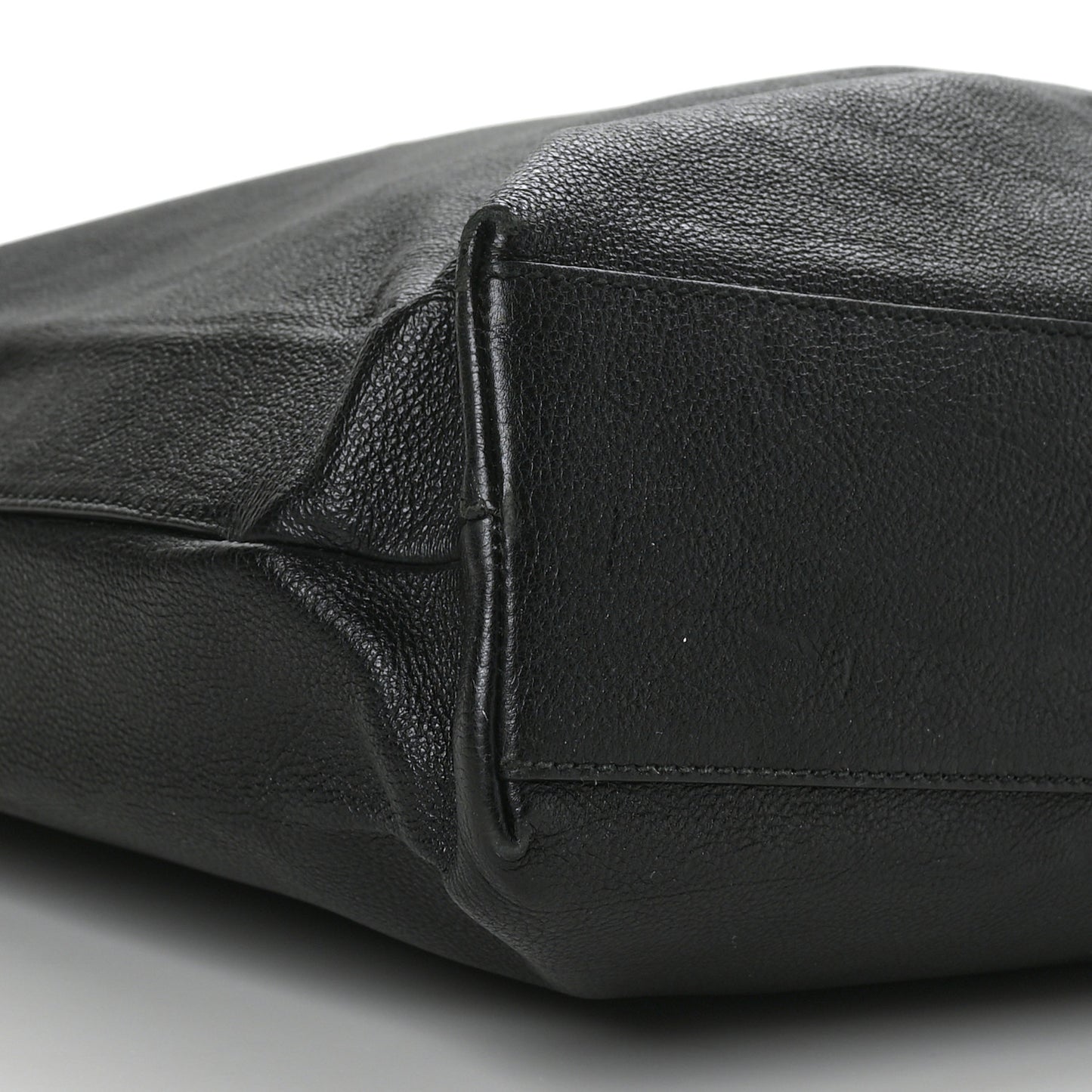 Calfskin Medium Logo North South Shopping Tote Black