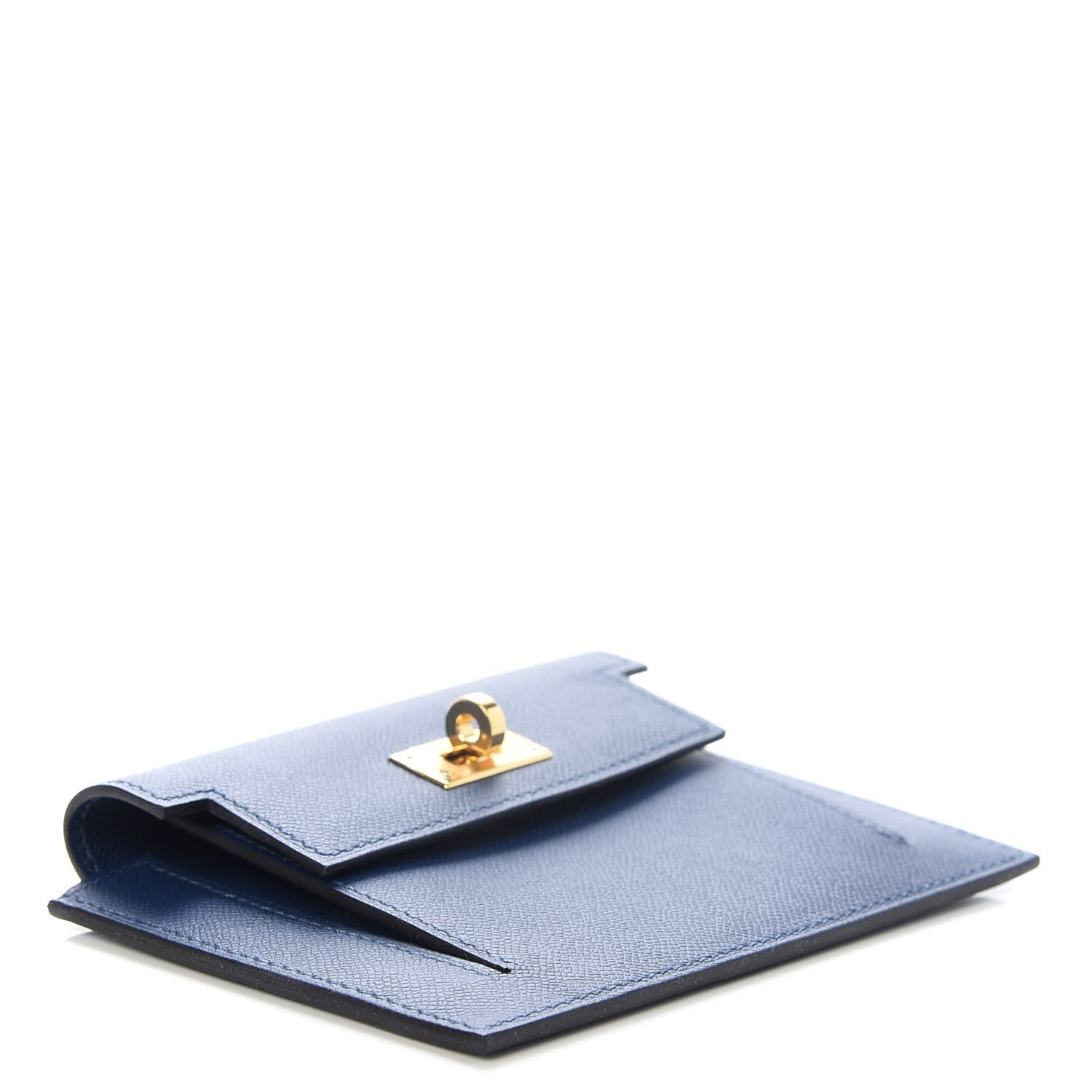 Hermes Madame Calfskin Kelly Pocket Compact Wallet Deep Bleu 4 of 7