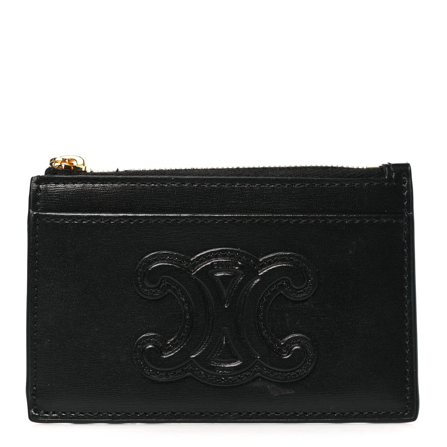 Celine Smooth Lambskin Zip Triomphe Card Holder Black 1 of 10