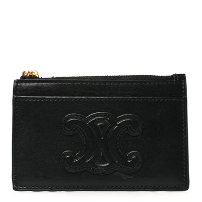 Celine Smooth Lambskin Zip Triomphe Card Holder Black 1 of 10