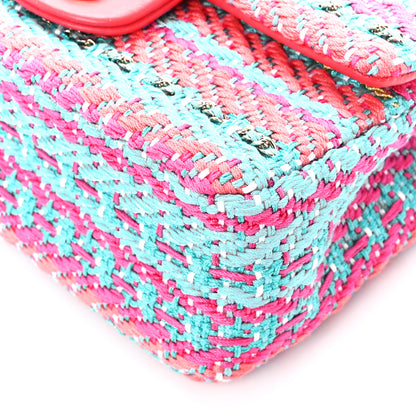 Chanel Cotton Mixed Fibers Woven Mini Rectangular Flap Red Fuchsia Blue 11 of 11