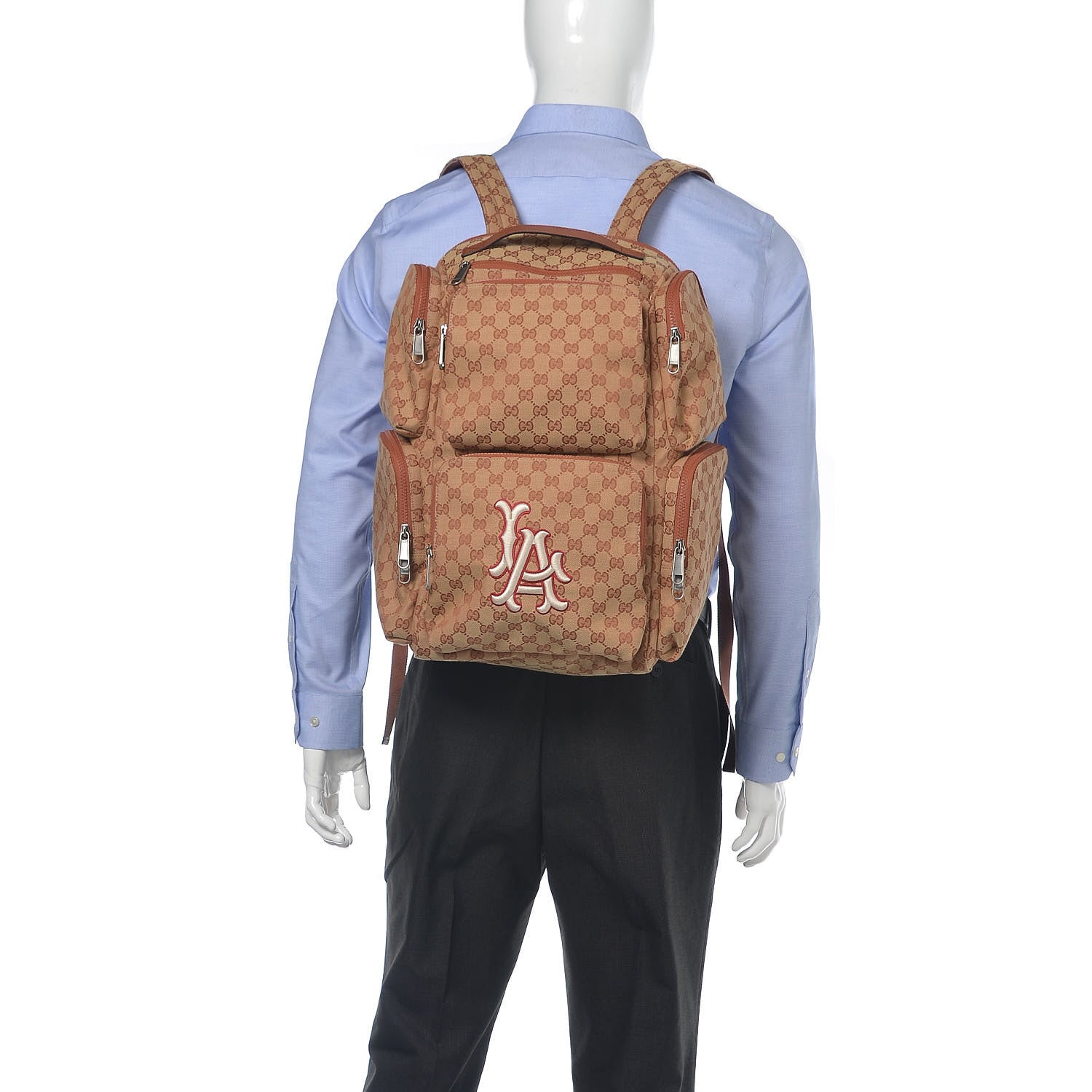 Gucci X MLB GG Monogram LA Dodgers Large Backpack Beige Ruggine Ivory 2 of 12