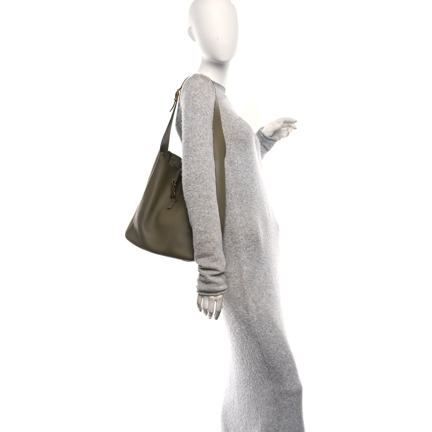 Saint Laurent Supple Calfskin Large Le 5 A 7 Soft Hobo Strong Moss 3 of 10