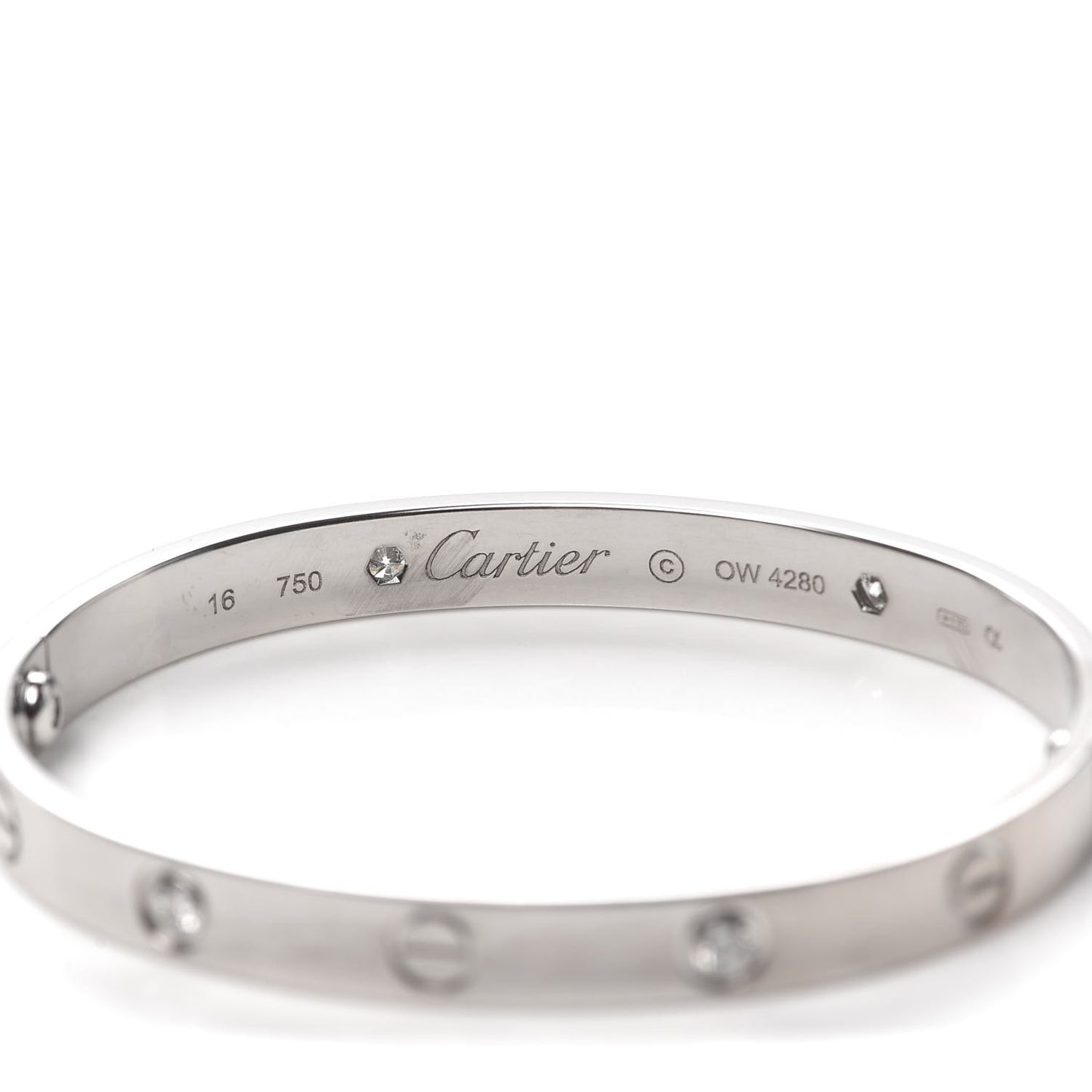 18K White Gold 4 Diamond LOVE Bracelet 16
