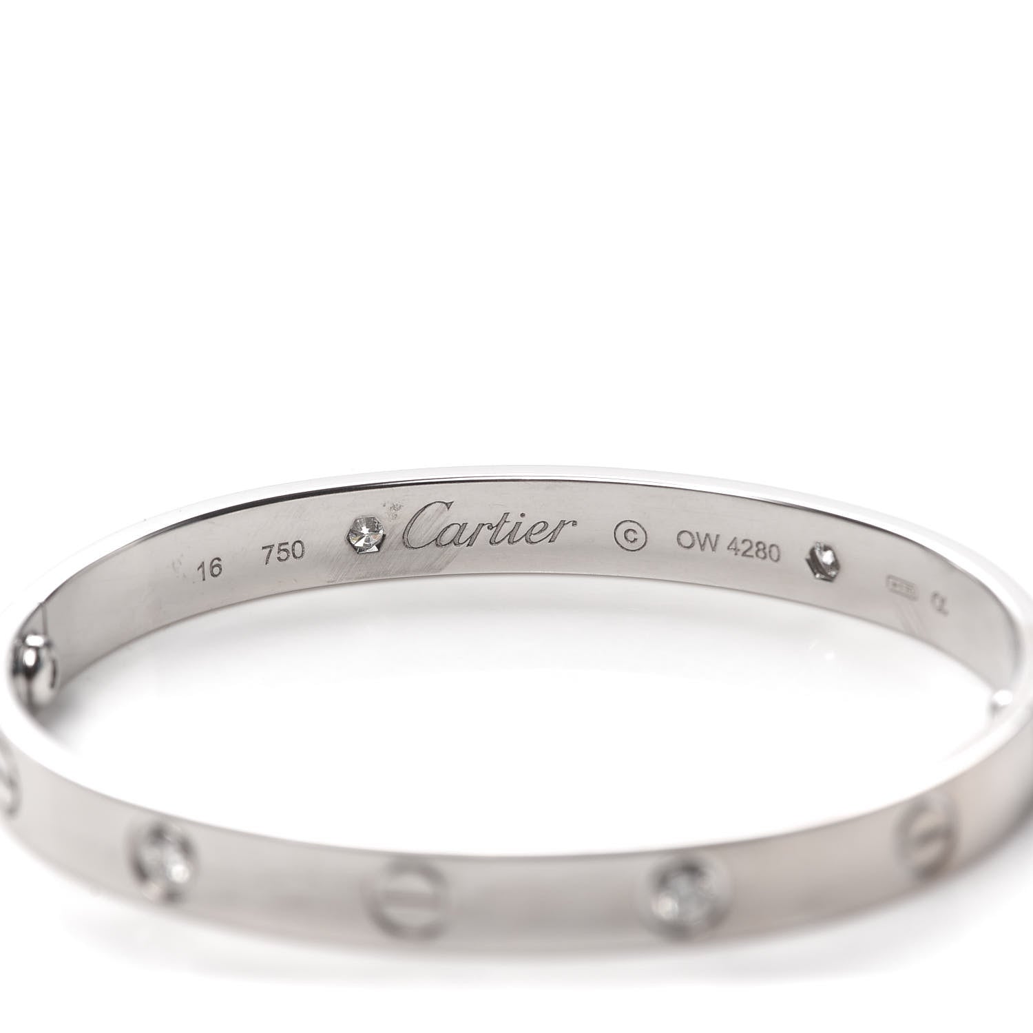 Cartier 18K White Gold 4 Diamond LOVE Bracelet 16 5 of 6