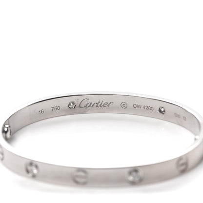 Cartier 18K White Gold 4 Diamond LOVE Bracelet 16 5 of 6
