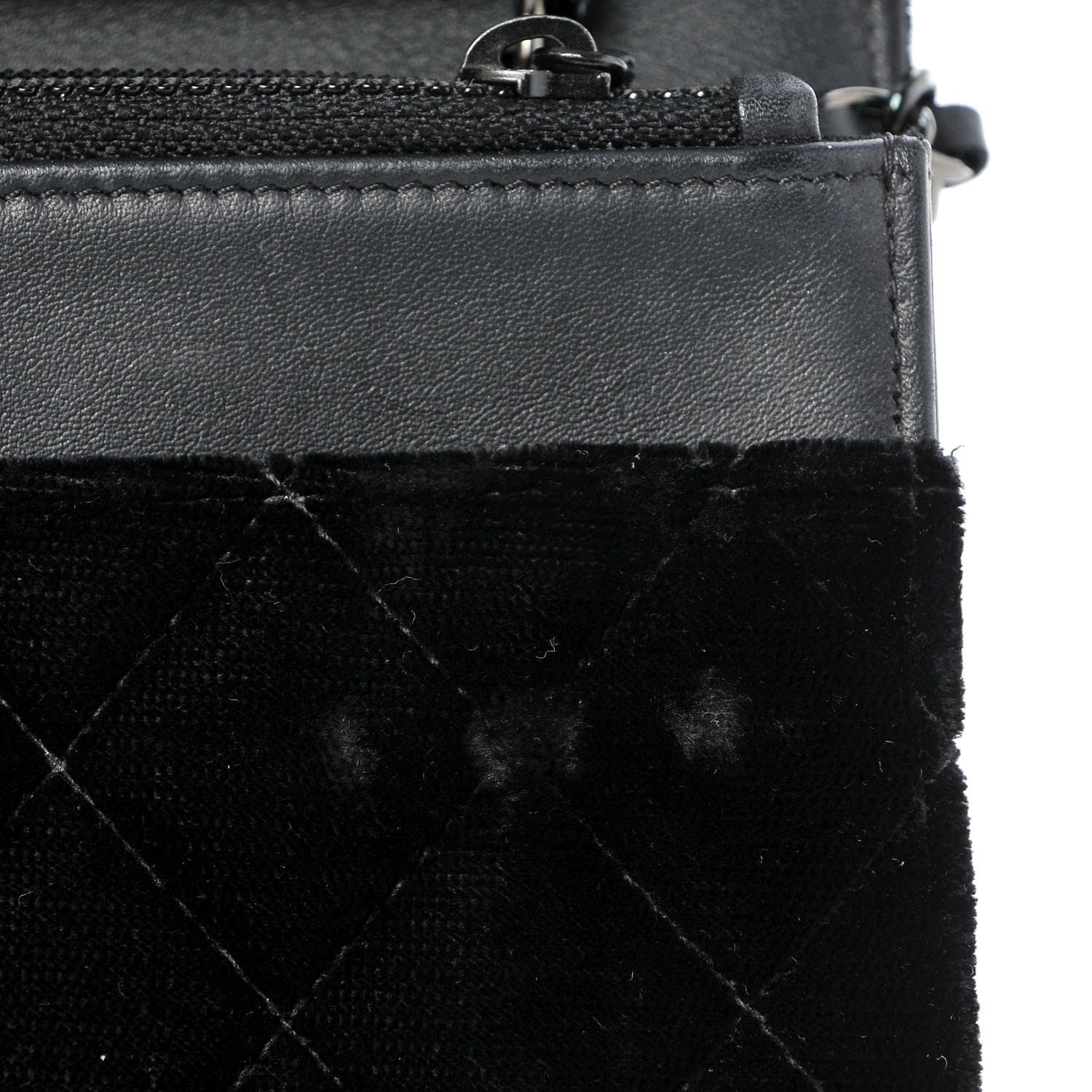 Chanel Velvet Quilted Wallet On Chain WOC Black 10 of 12