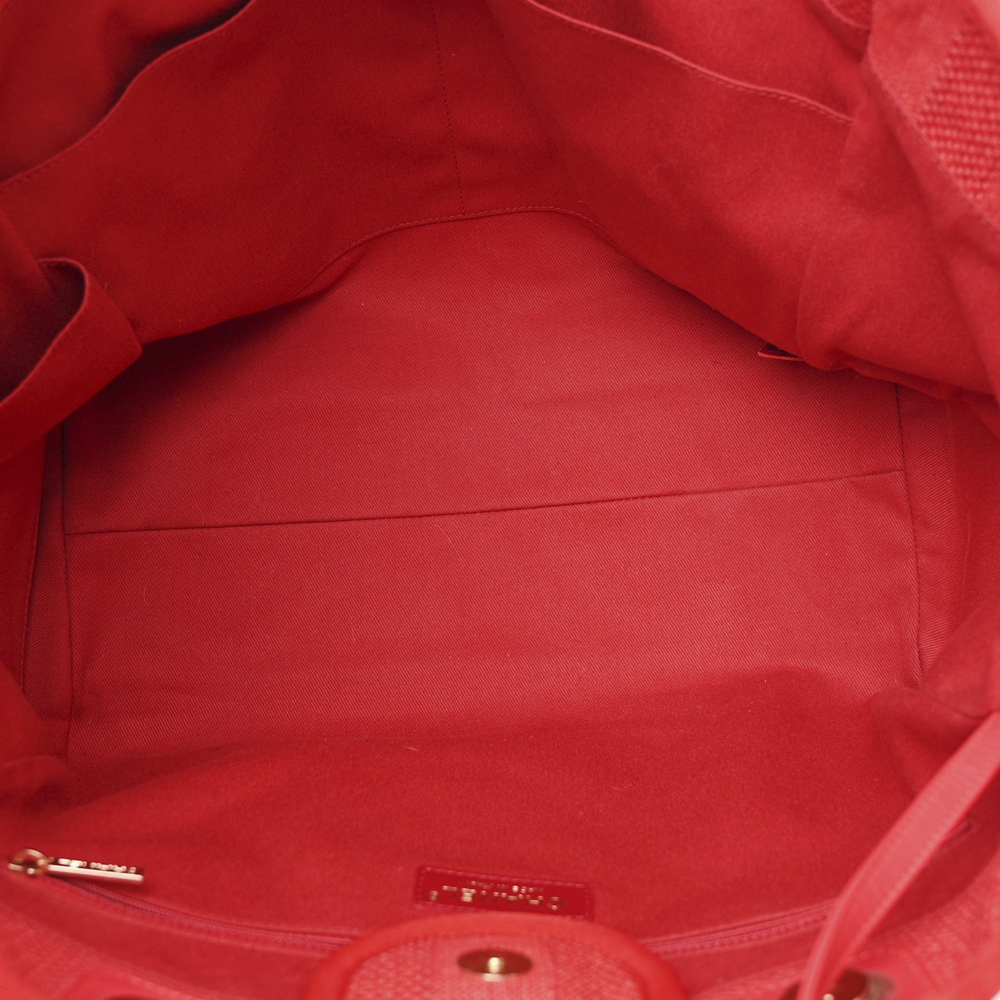 Straw Raffia Calfskin Striped Large Deauville Tote Red