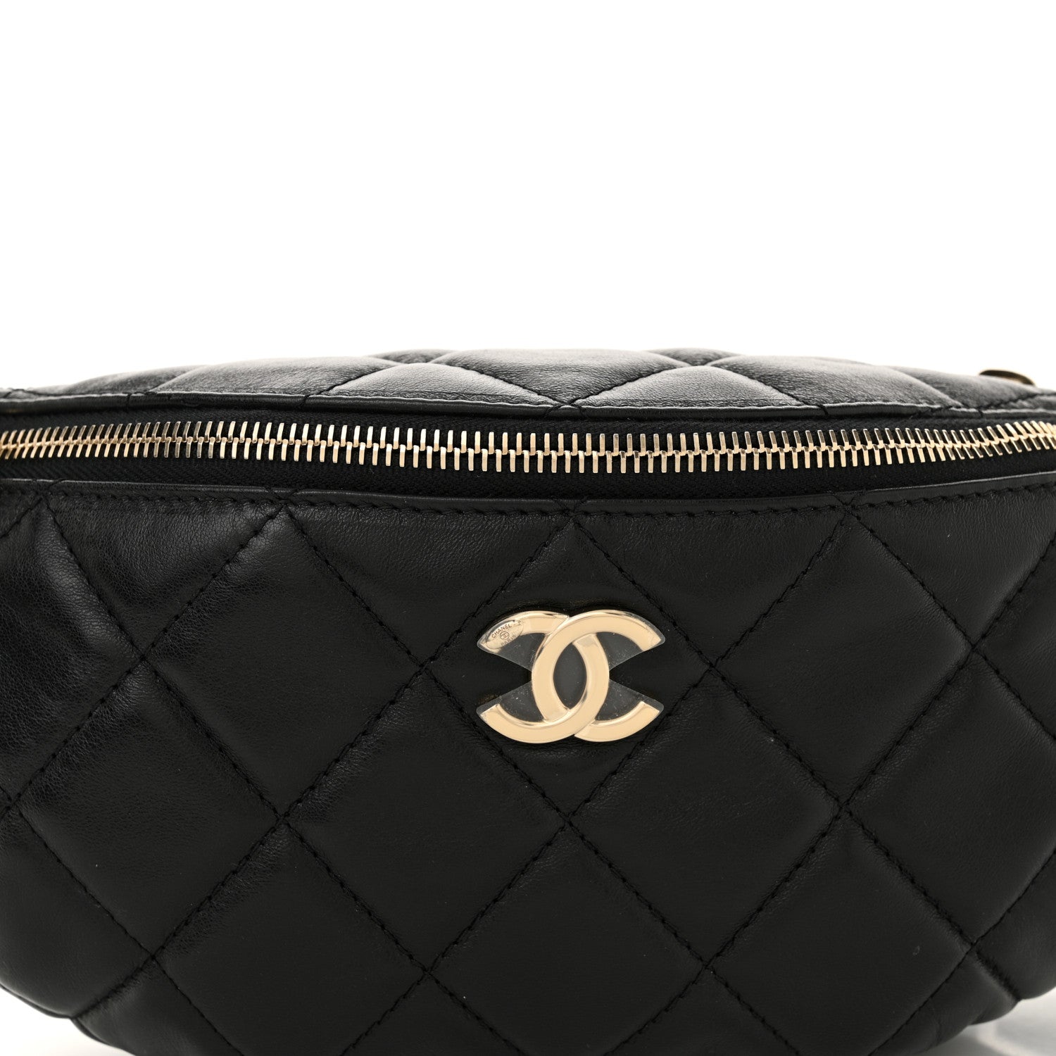 Chanel Lambskin Quilted Waist Bag Fanny Pack Black 8 of 10