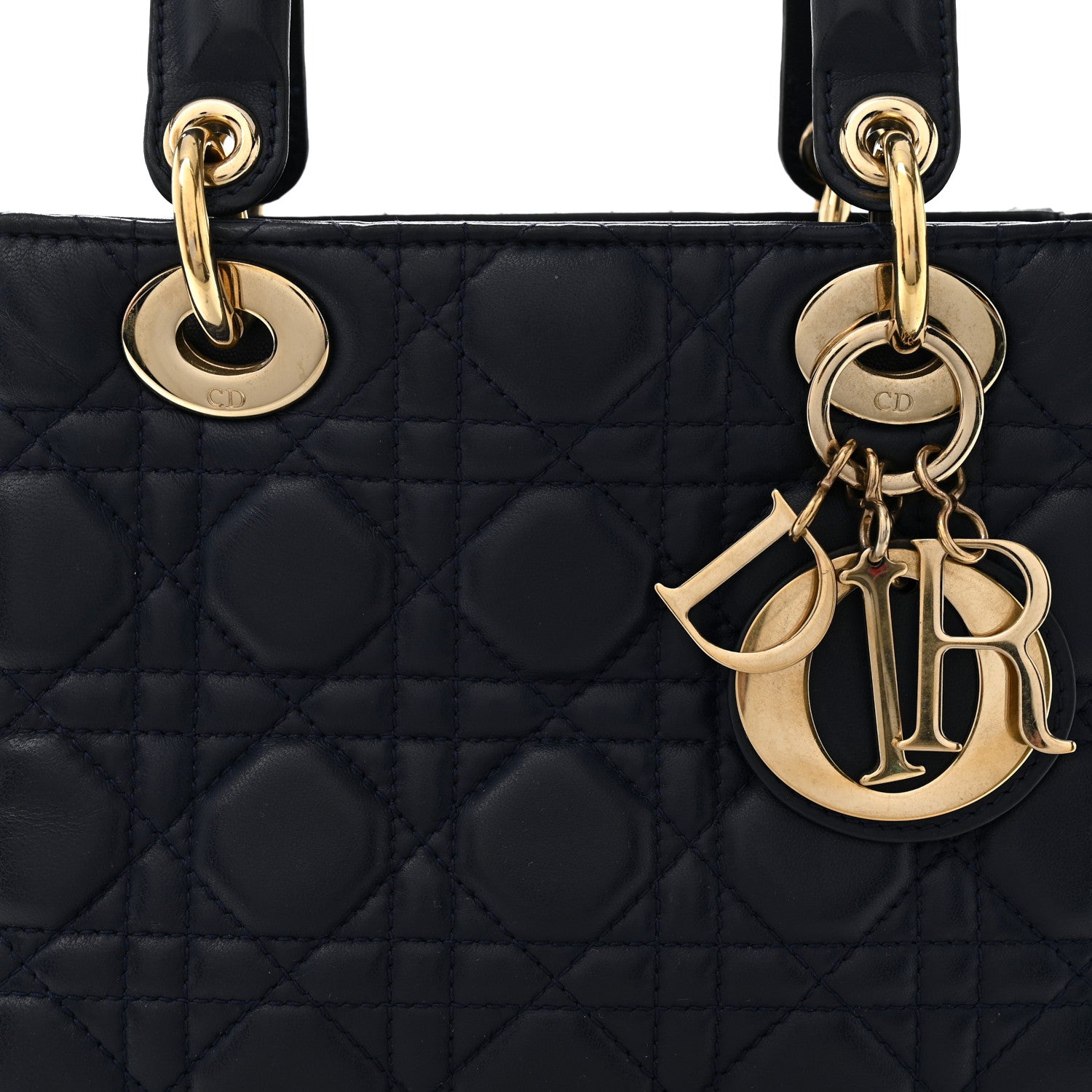 Christian Dior Lambskin Cannage Small Lucky Badges My Lady Dior Navy 8 of 10