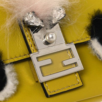 Fendi Nappa Rabbit Fox Fur Micro Buggie Baguette Lime Rosa 10 of 10