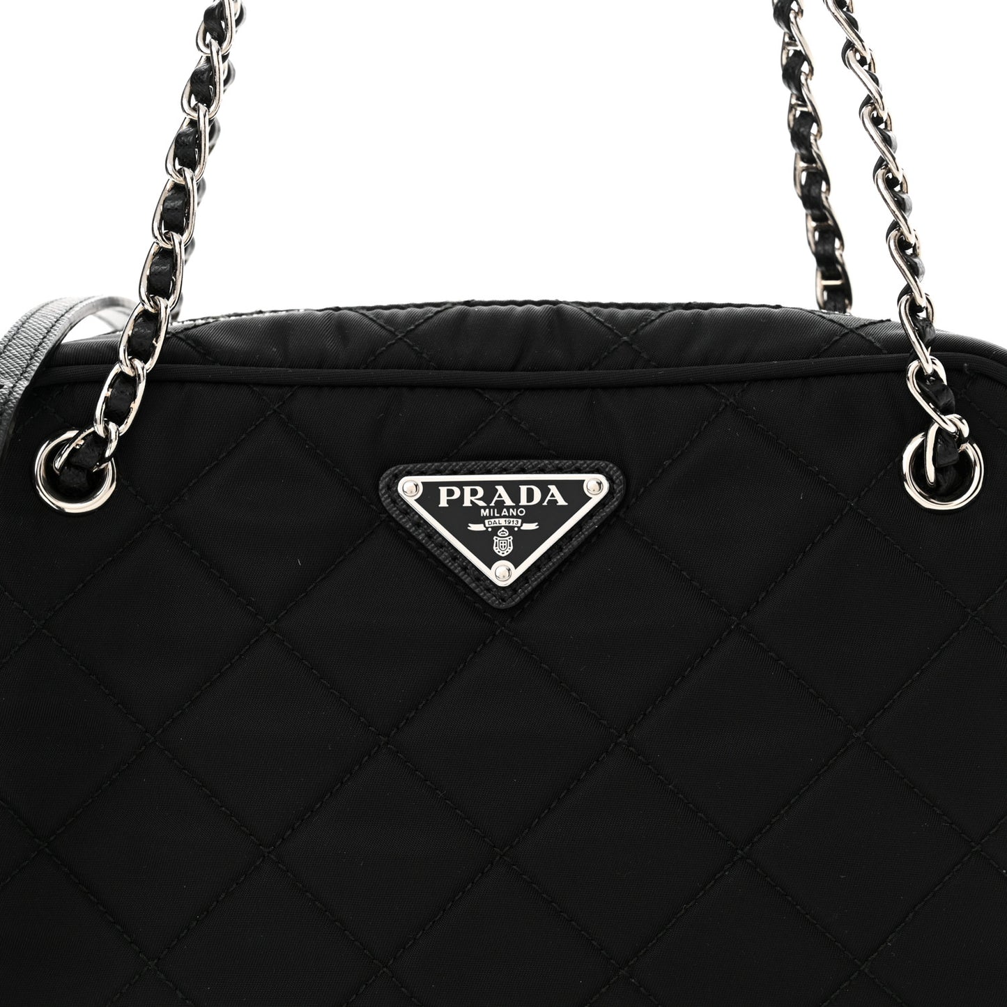 Nylon Tessuto Impuntu Quilted Bandoliera Crossbody Bag Black