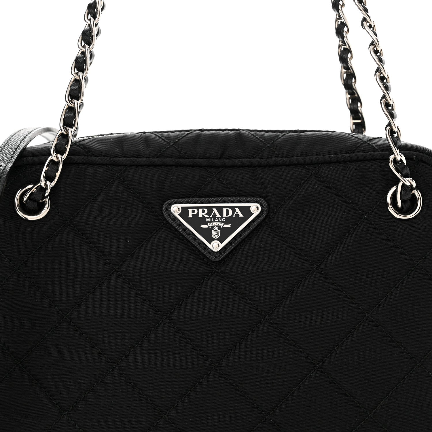 Prada Nylon Tessuto Impuntu Quilted Bandoliera Crossbody Bag Black 8 of 13