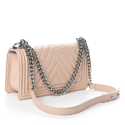 Chanel Calfskin Chevron Quilted Medium Boy Flap Beige 2 of 9