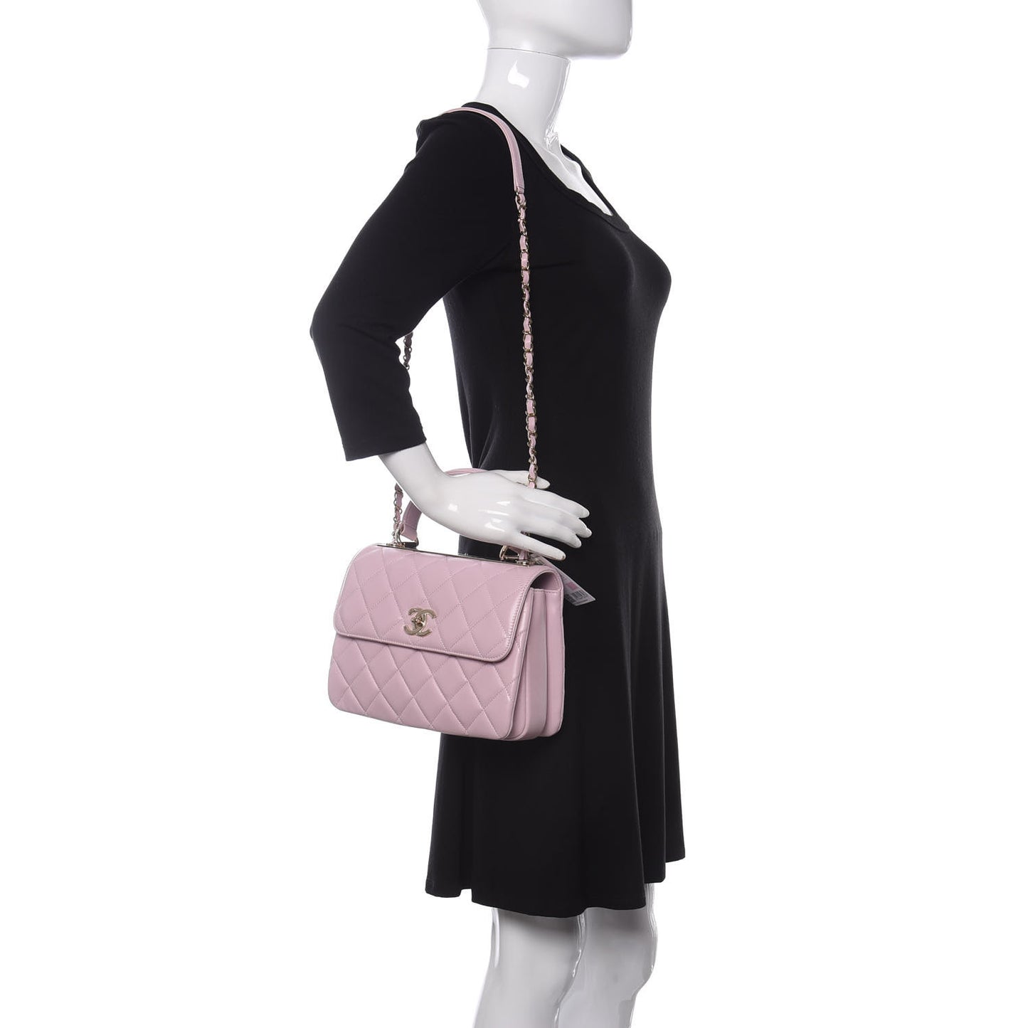 Lambskin Quilted Small Trendy CC Flap Dual Handle Bag Light Pink