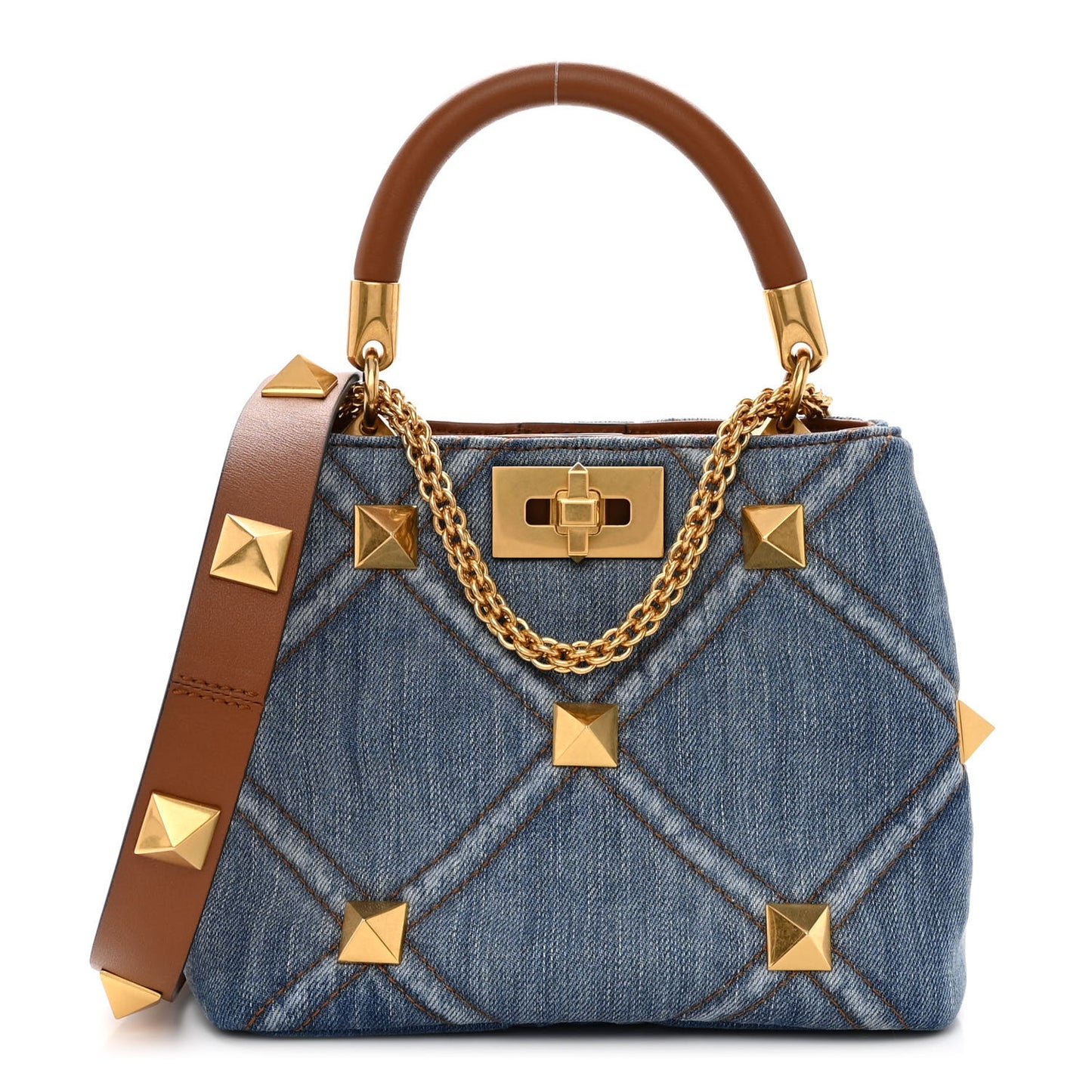 Denim Small Roman Stud The Handle Bag Light Denim Selleria