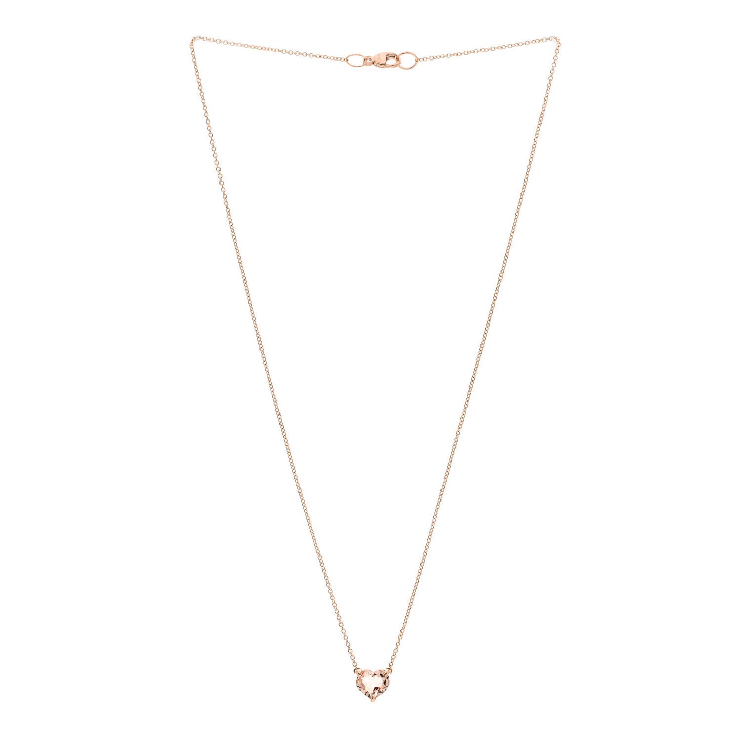 18K Rose Gold Morganite 8mm Chatelaine Heart Pendant Necklace