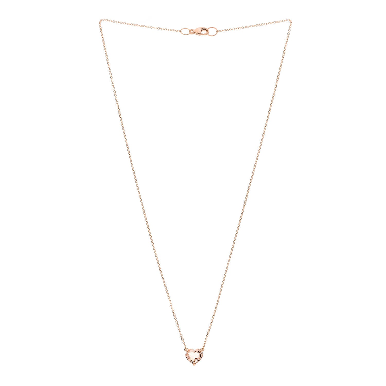 David Yurman 18K Rose Gold Morganite 8mm Chatelaine Heart Pendant Necklace 3 of 4