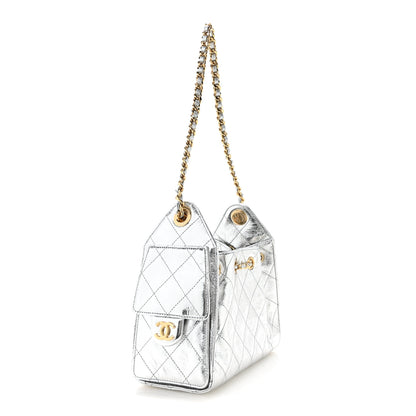 Chanel Metallic Aged Calfskin Quilted Mini Chanel 25 Handbag Silver 3 of 11