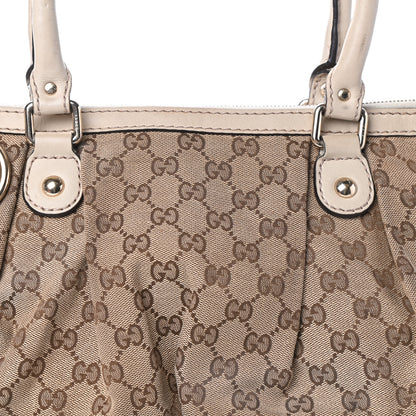 Gucci Monogram Margaux Calfskin Medium Sukey Top Handle Bag Beige Ebony Mystic White 7 of 10