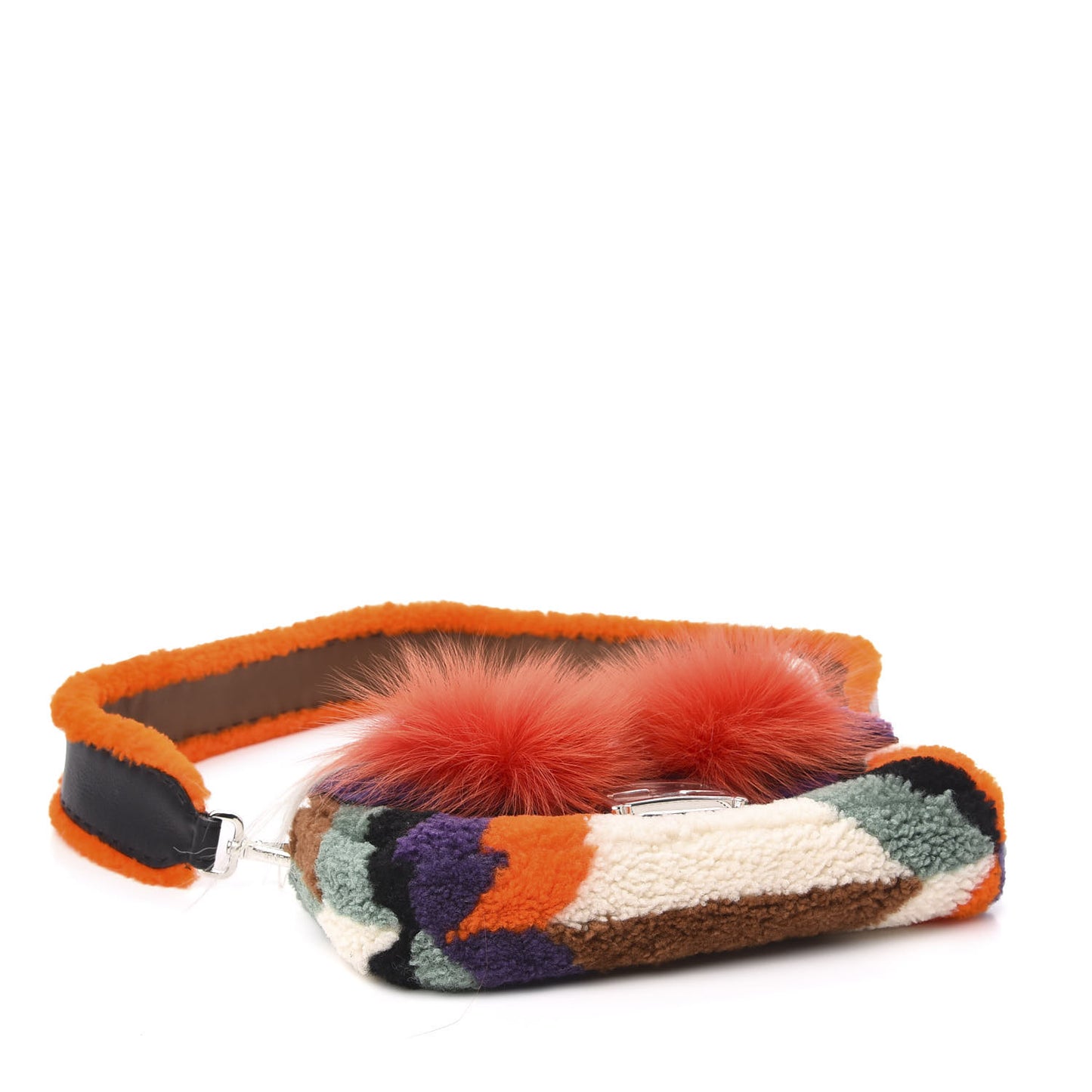 Shearling Calfskin Goat Fox Fur Bugs Baguette Orange Multicolor