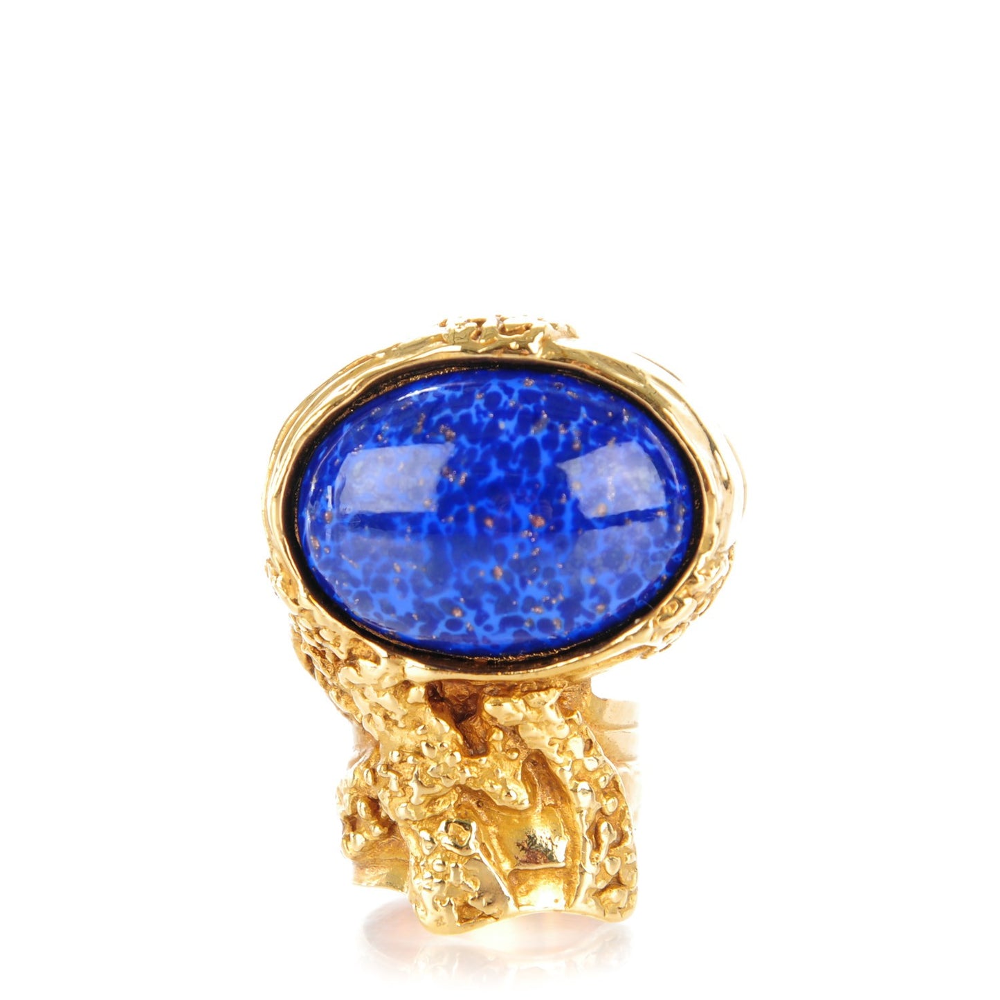 Glass Cabochon Arty Ovale Ring 5 Gold Lapis