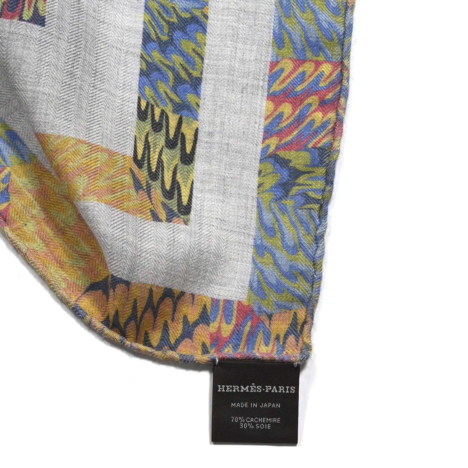 Hermes Silk Cashmere Ex-Libris Marble Scarf 90 Gris Chine Multicolor 3 of 3