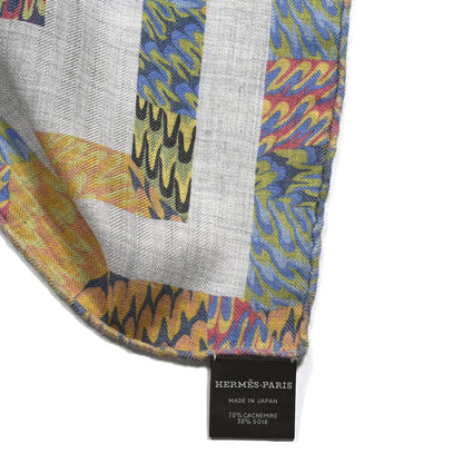 Hermes Silk Cashmere Ex-Libris Marble Scarf 90 Gris Chine Multicolor 3 of 3