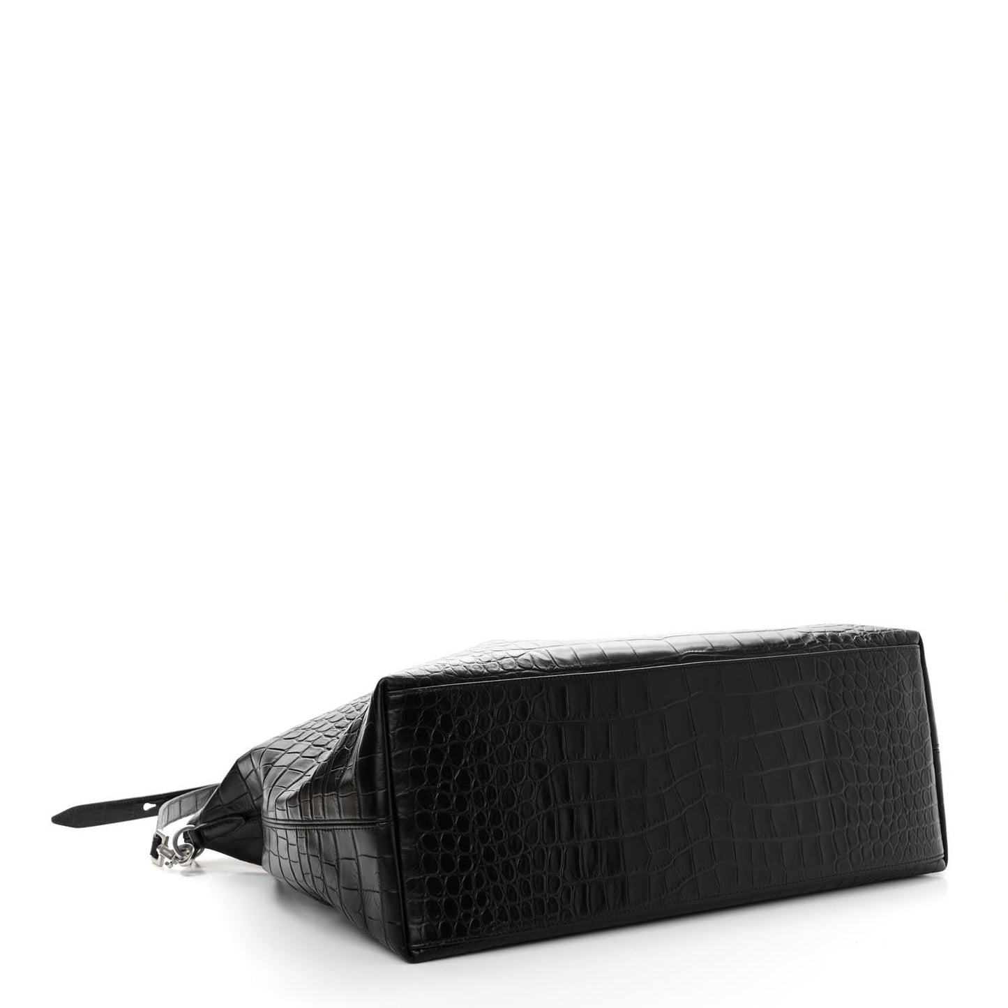 Calfskin Crocodile Embossed Giant Bowling Bag Black