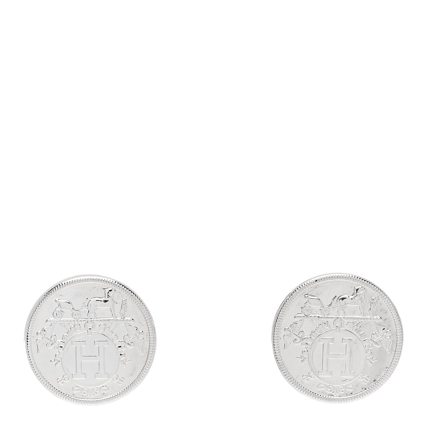 Hermes Sterling Silver TPM Ex-Libris Earrings 1 of 5
