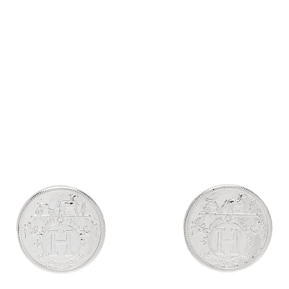 Hermes Sterling Silver TPM Ex-Libris Earrings 1 of 5
