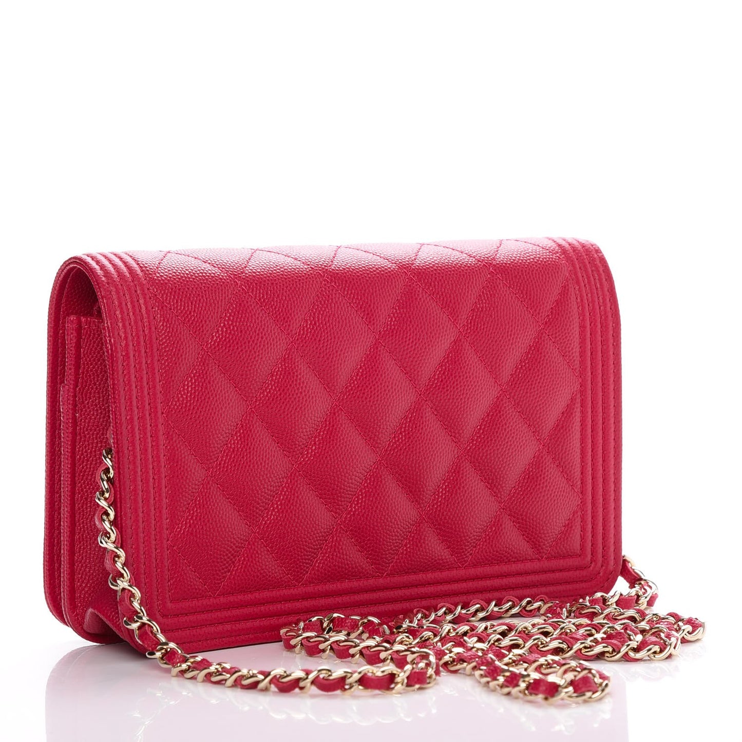 Caviar Quilted Boy Wallet On Chain WOC Fuchsia
