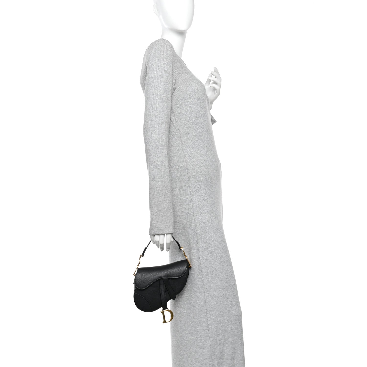 Christian Dior Grained Calfskin Mini Saddle Bag Black 2 of 10