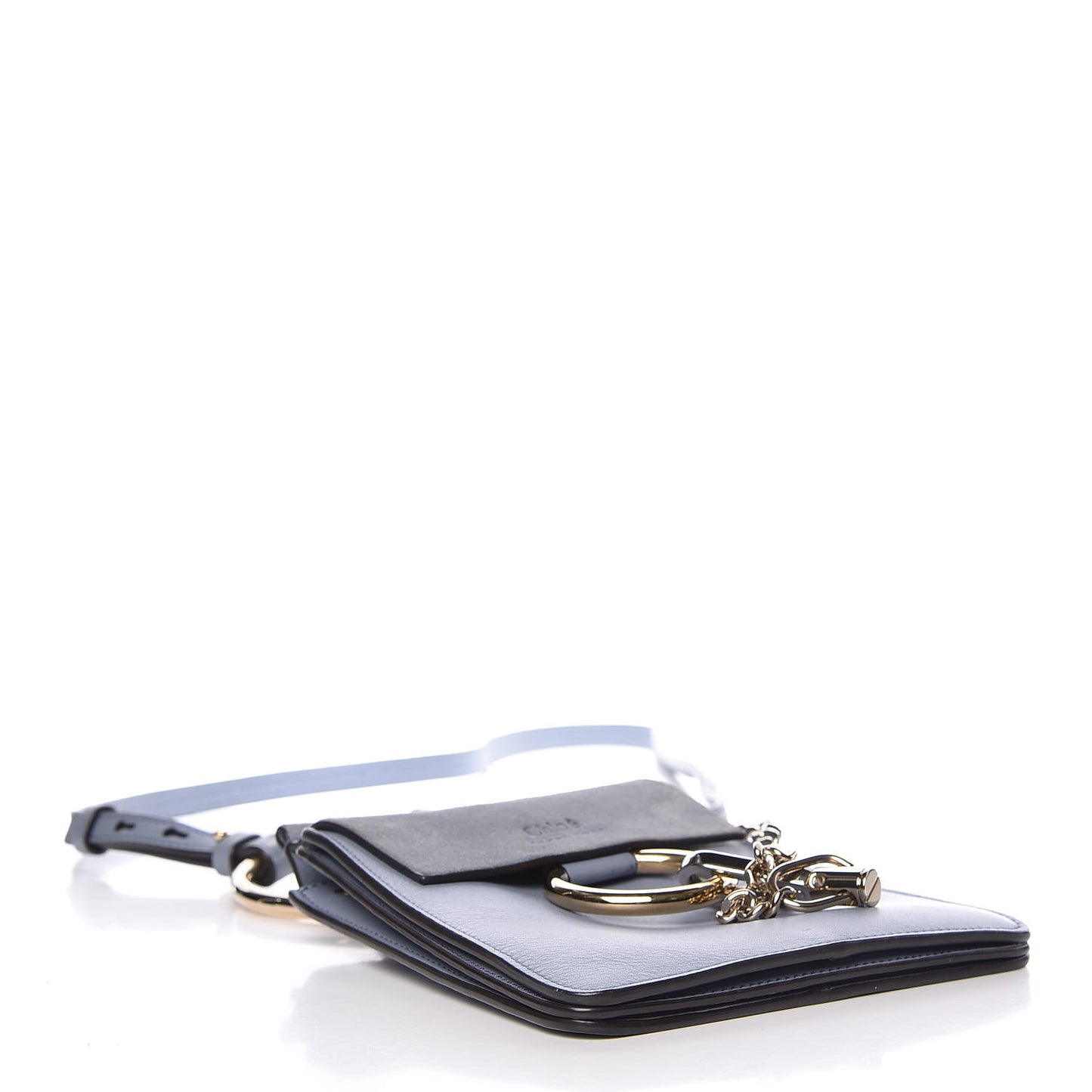 Suede Calfskin Mini Faye Bracelet Bag Washed Blue
