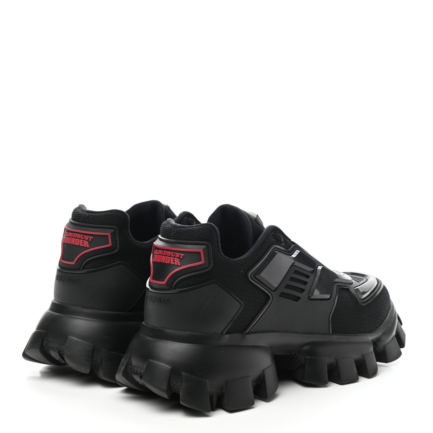 Prada Rubber Knit Fabric Mens Cloudbust Thunder Sneakers 8 Black 4 of 10