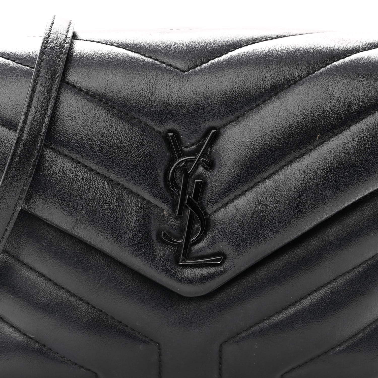 Saint Laurent Calfskin Y Quilted Monogram Monochrome Toy Loulou Crossbody Bag Black 7 of 10