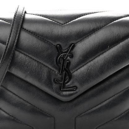 Saint Laurent Calfskin Y Quilted Monogram Monochrome Toy Loulou Crossbody Bag Black 7 of 10