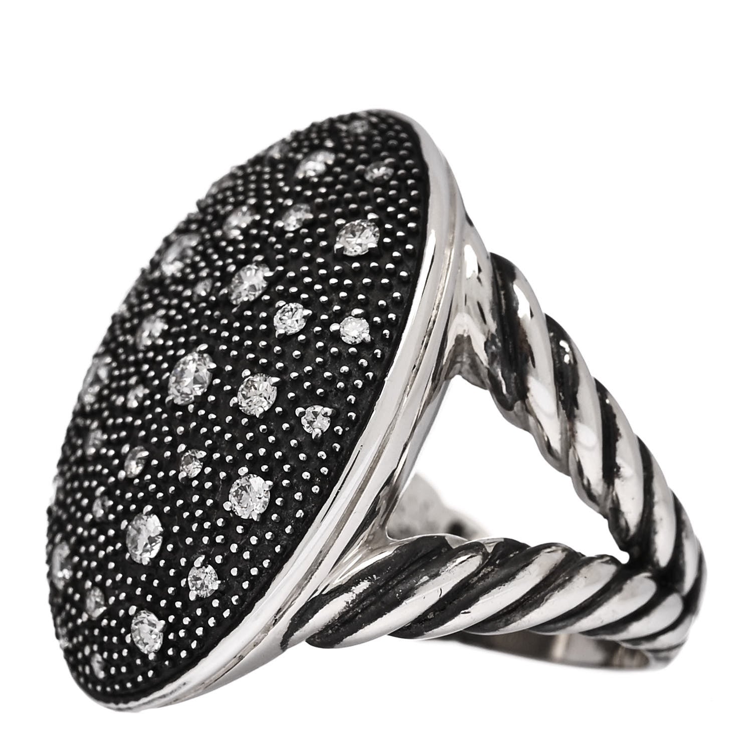 David Yurman Sterling Silver Diamond Midnight Melange Ring 60 9 3 of 6