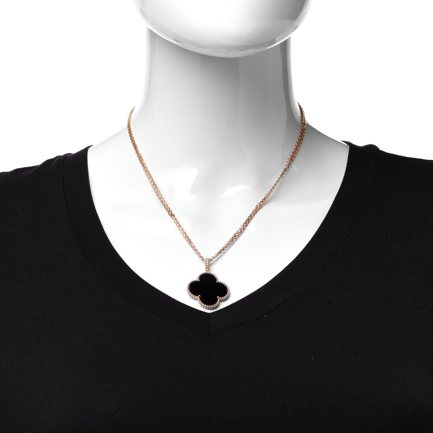 18K Yellow Gold Black Onyx Magic Alhambra Pendant Necklace
