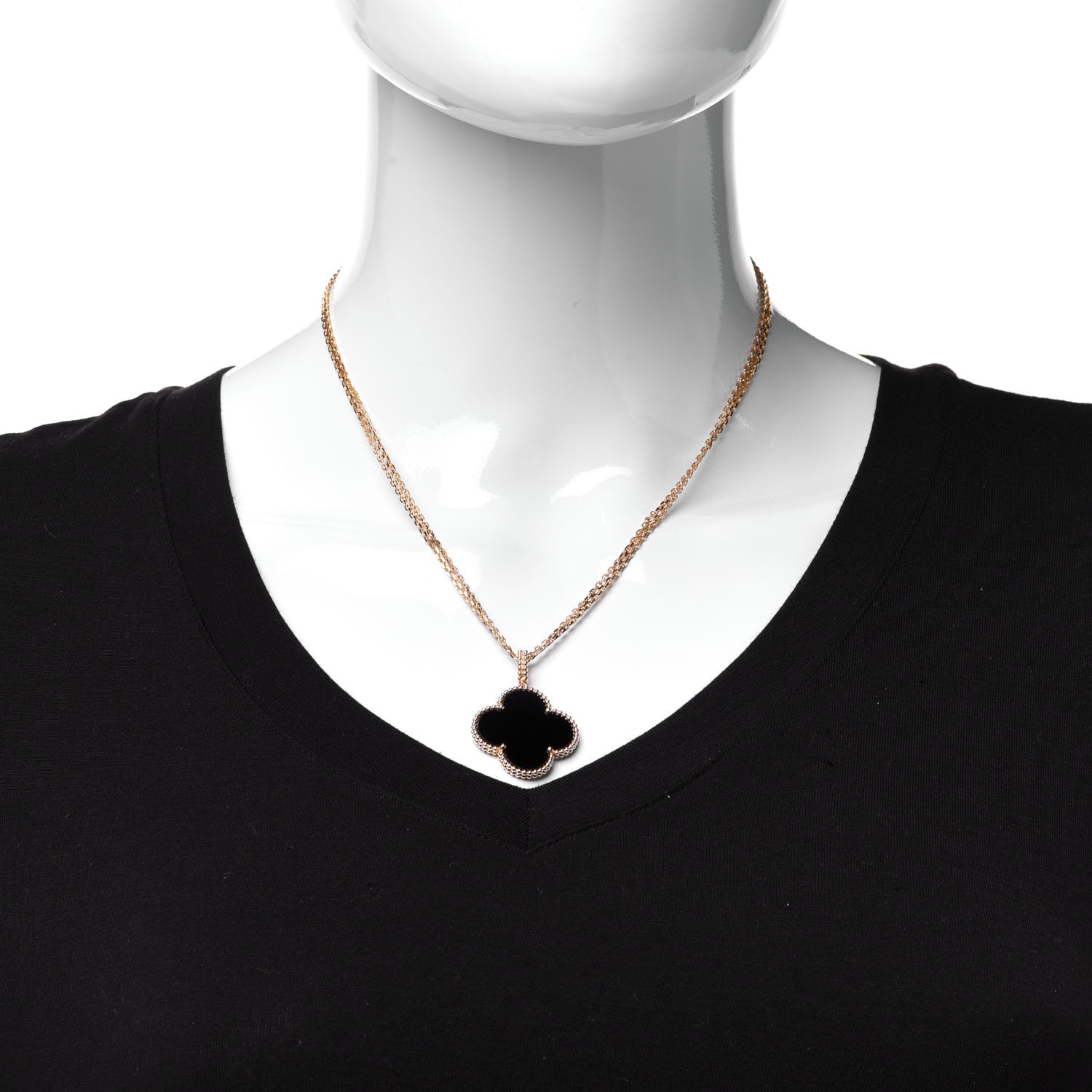 Van Cleef & Arpels 18K Yellow Gold Black Onyx Magic Alhambra Pendant Necklace 2 of 6