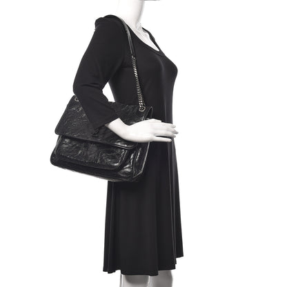 Saint Laurent Crinkled Calfskin Matelasse Monogram Large Niki Shopping Tote Bag Black 2 of 10