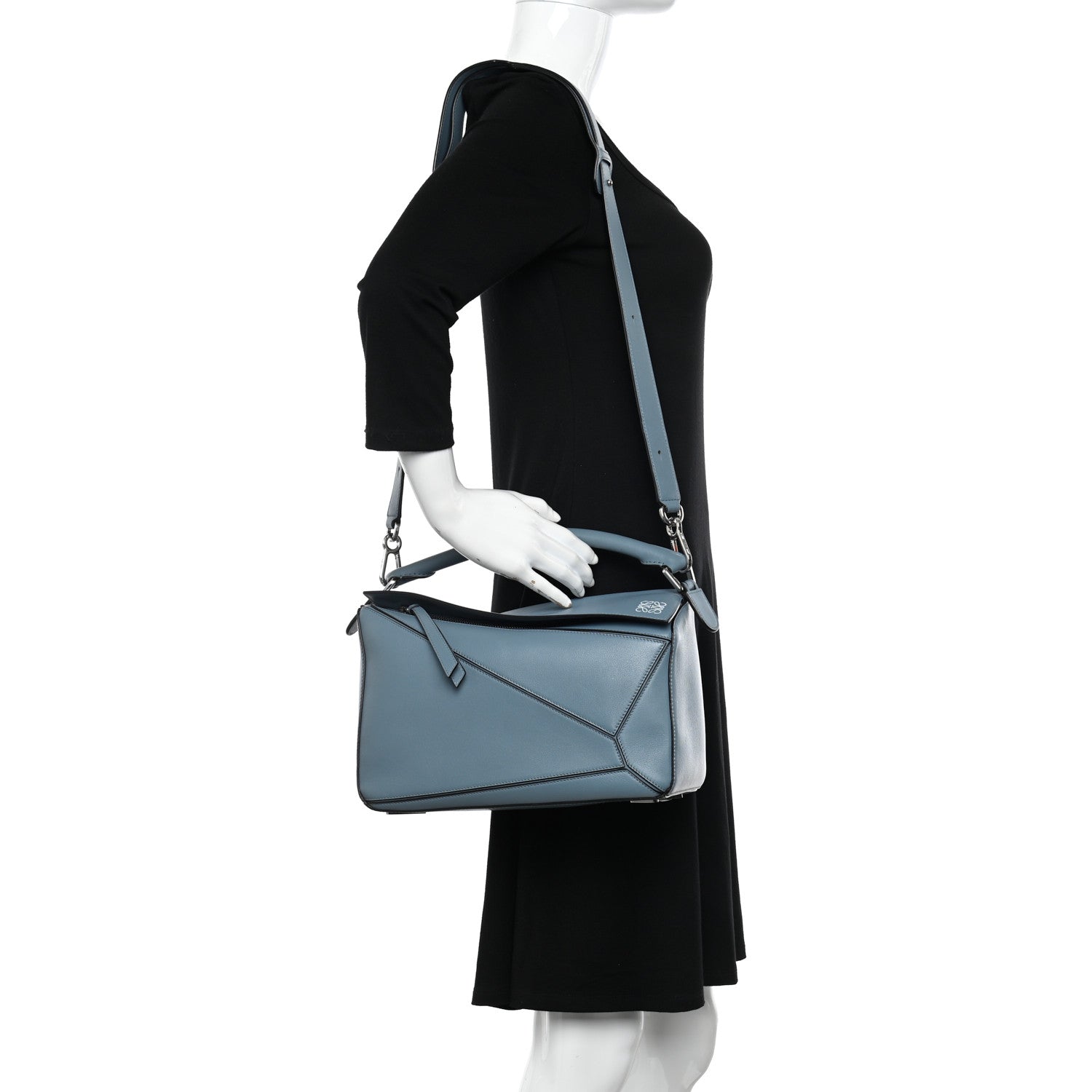 Loewe Calfskin Medium Puzzle Bag Stone Blue 2 of 9