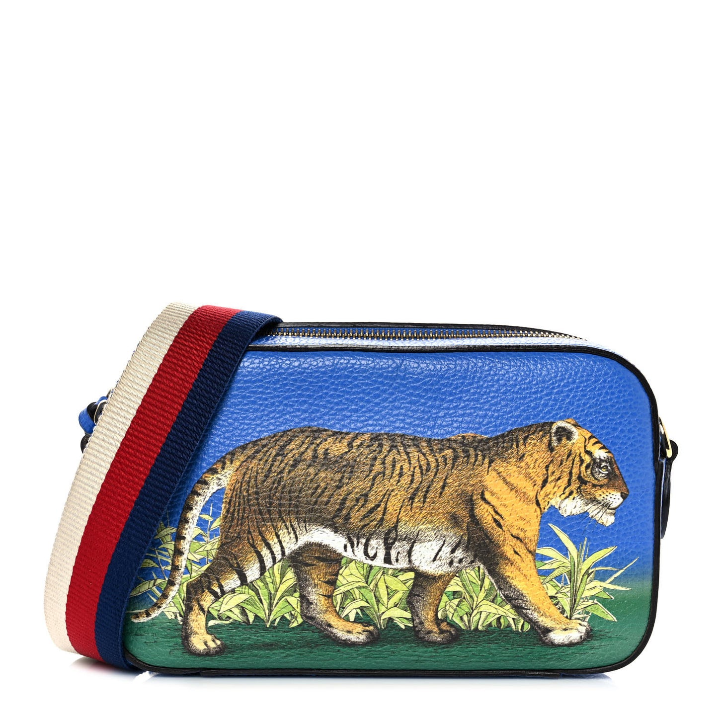 Calfskin Sylvie Tiger Print Camera Bag Multicolor Dark Sky
