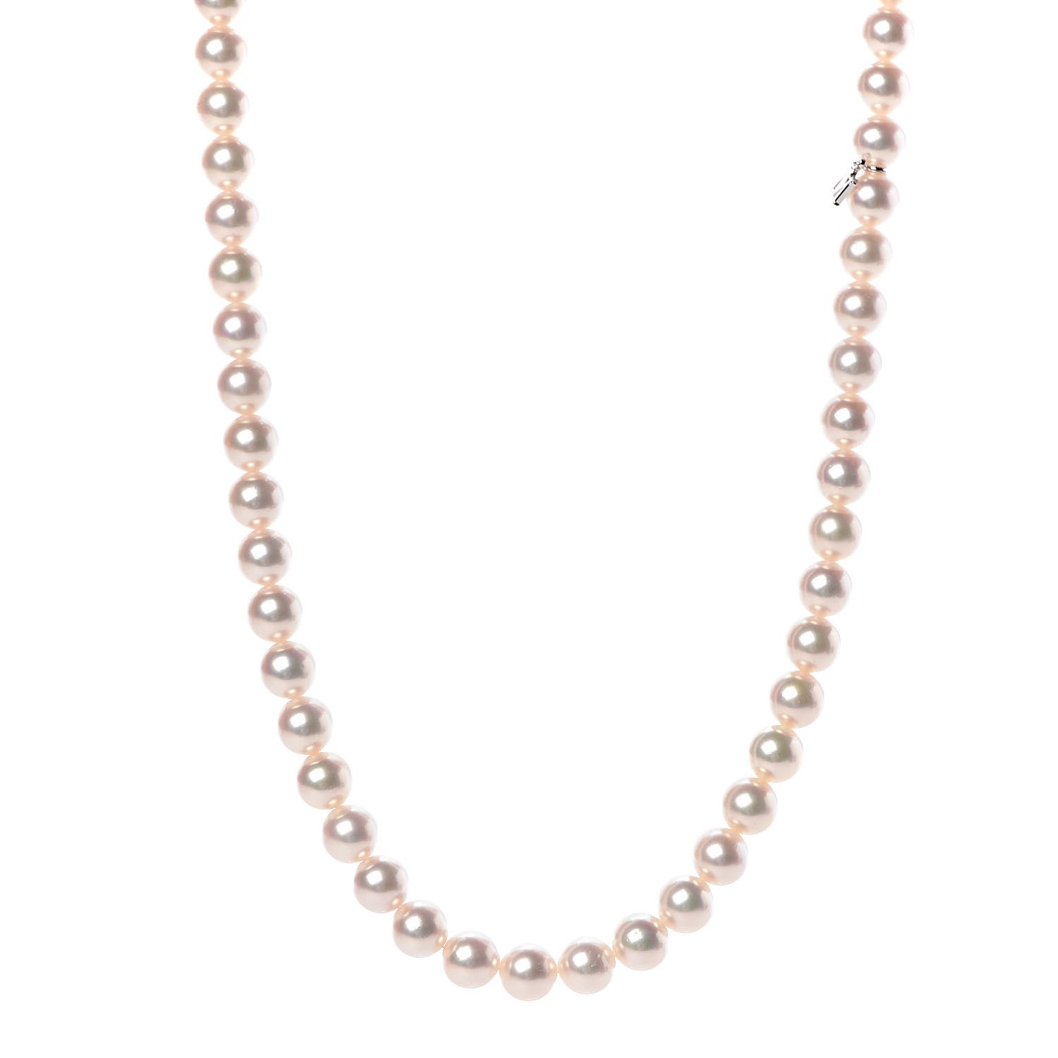 Mikimoto 18K White Gold Akoya Pearl 7.5-8mm Strand Necklace 19" 1 of 5