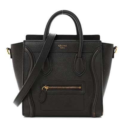 Celine Drummed Calfskin Nano Luggage Brown 1 of 20