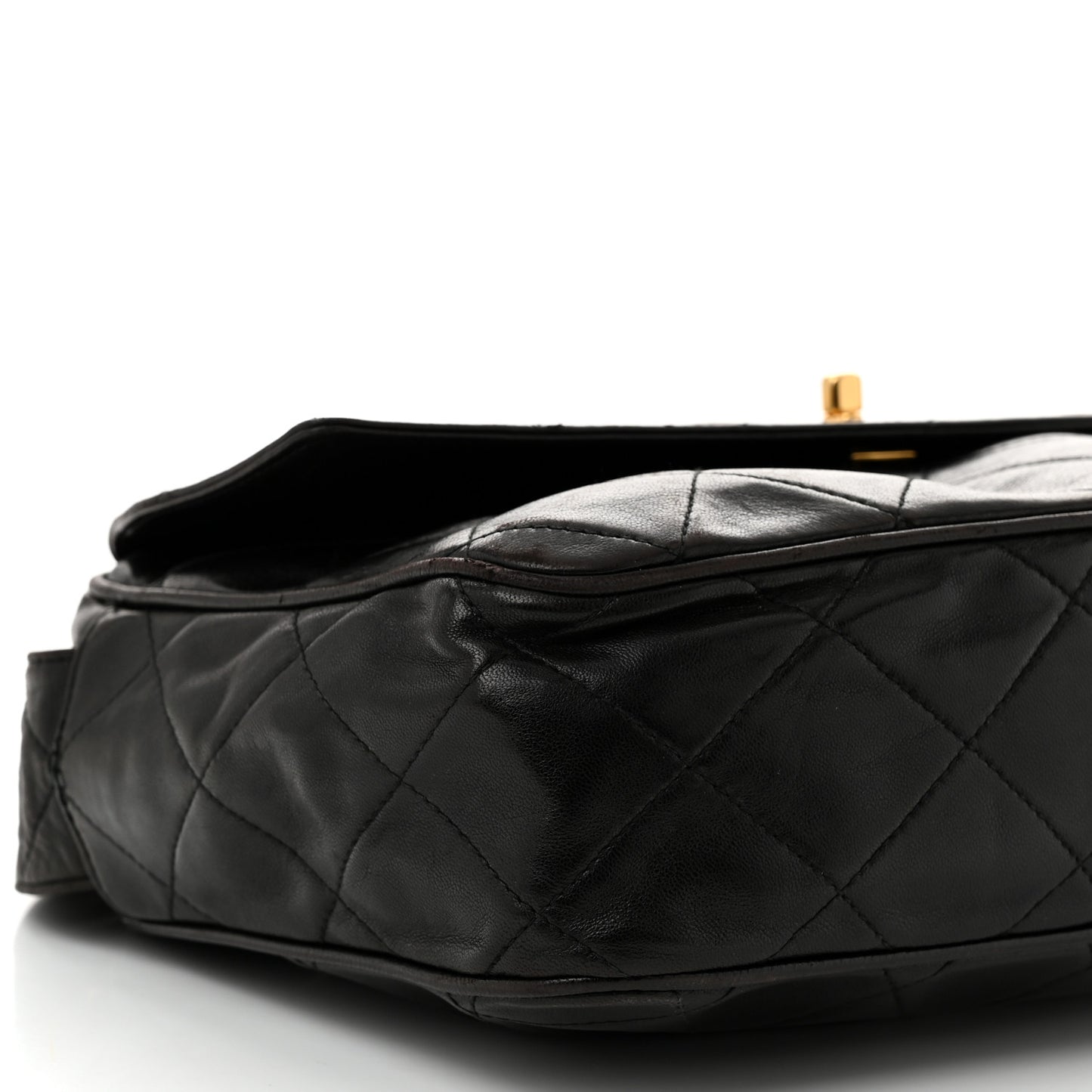 Lambskin Quilted Tassel Camera Case Black