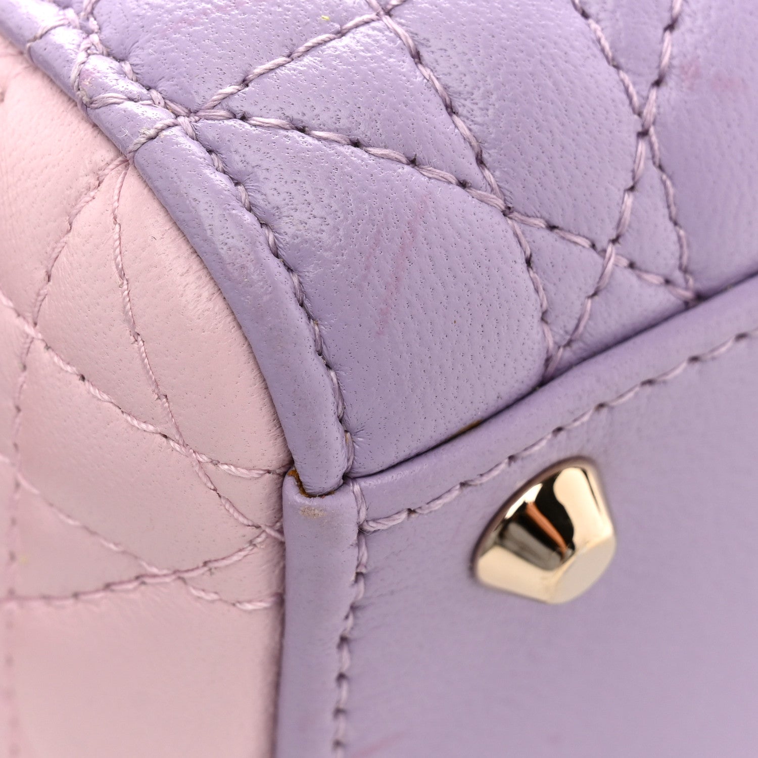 Christian Dior Lambskin Cannage Mini Bi-Color Lady Dior Purple
