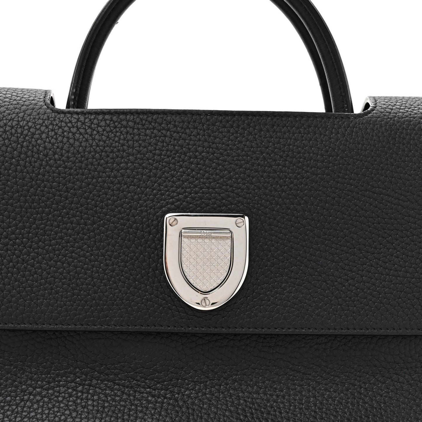 Grained Calfskin Large Diorever Flap Black