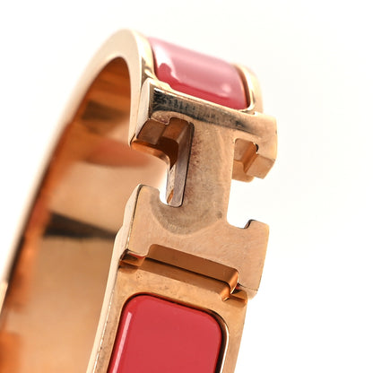 Hermes Enamel Narrow Clic Clac H Bracelet PM Rouge Corail 5 of 6