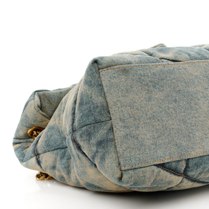 Saint Laurent Denim Quilted Medium Loulou Puffer Monogram Chain Satchel Blue Cinnamon 9 of 10